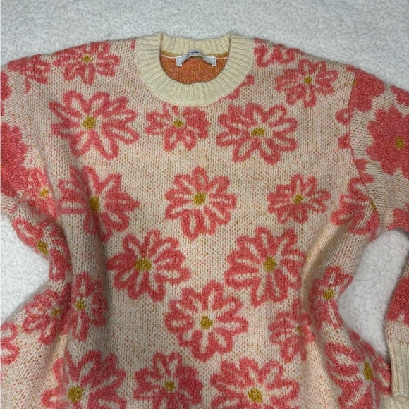 Promod France Women Floral Knit Crewneck Chunky Sweater - Picture 4 of 12